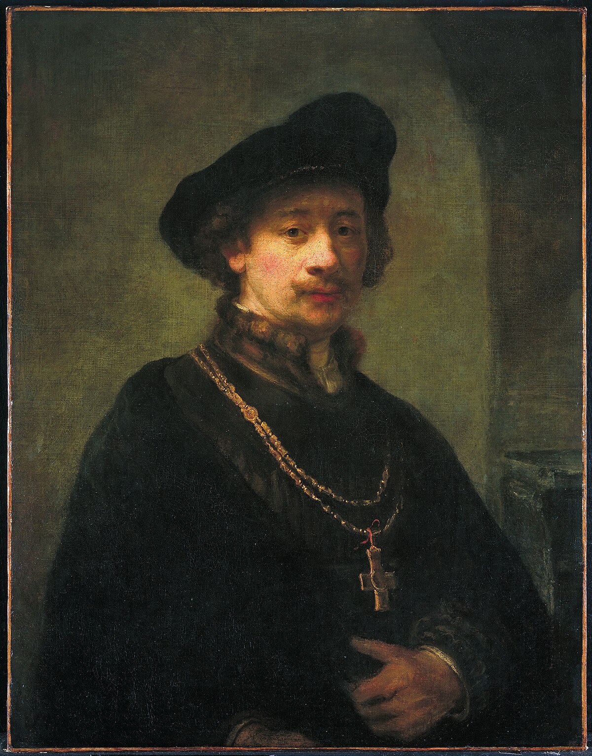Self-portrait with Beret and Gold Chain by Rembrandt van Rijn