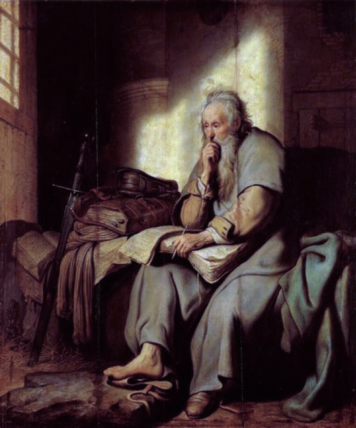 St. Paul in Prison by Rembrandt van Rijn at Private Collection