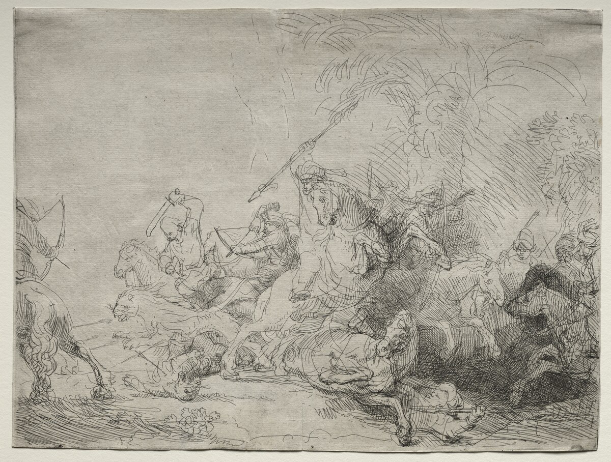 The large lion hunt by Rembrandt van Rijn at Cleveland Museum of Art