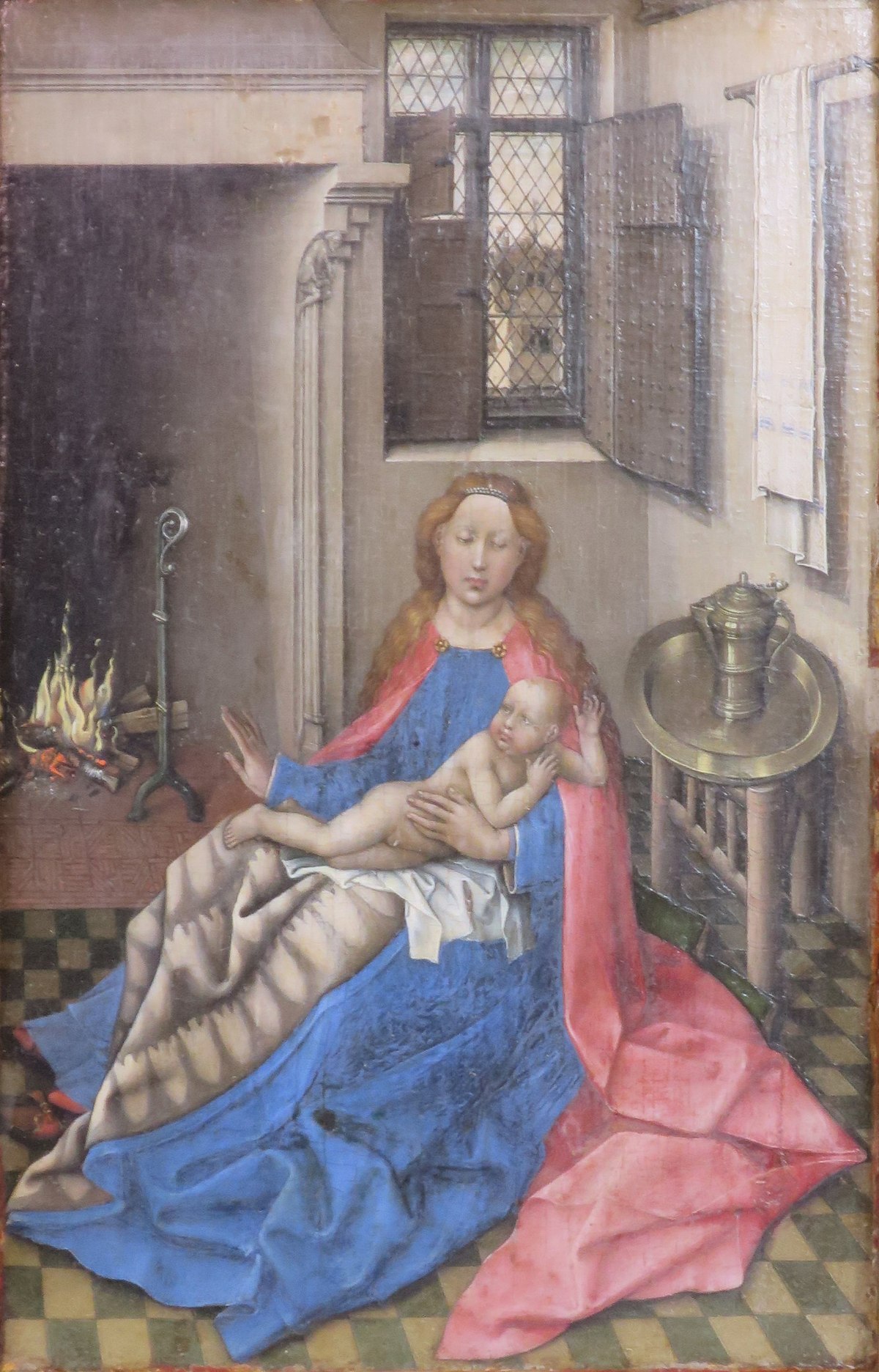 Madonna and Child Before a Fireplace by Robert Campin