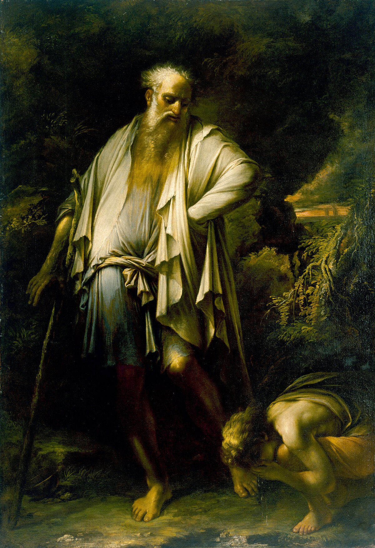 Diogenes Casting Away His Cup by Salvator Rosa at Private Collection