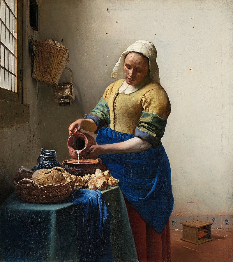 The Milkmaid by Johannes Vermeer (1658), Oil on canvas at Rijksmuseum