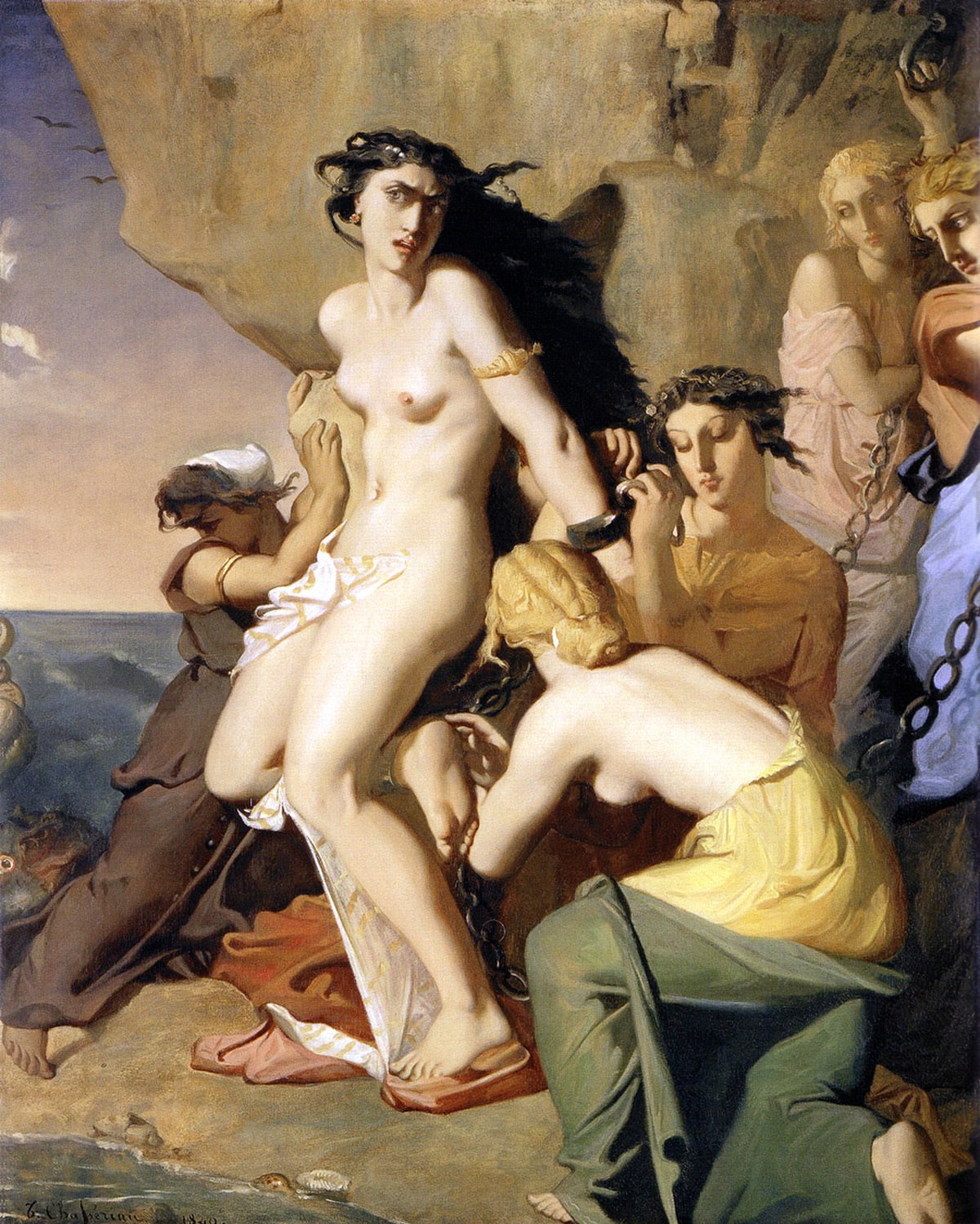 Andromeda Chained to the Rock by the Nereids by Théodore Chassériau at Louvre, Paris