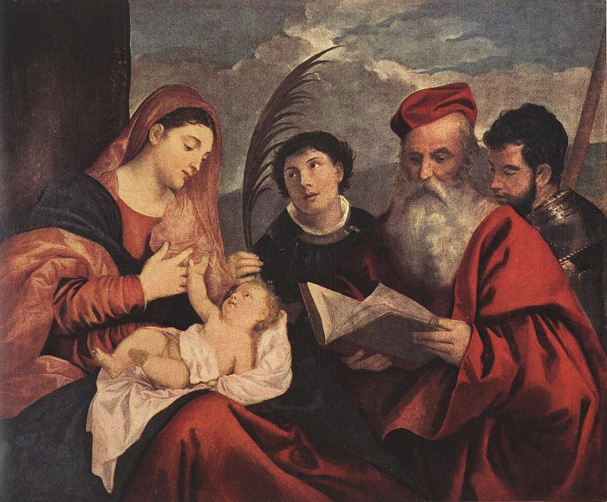 Mary with the Child and Saints by Titian at Louvre, Paris
