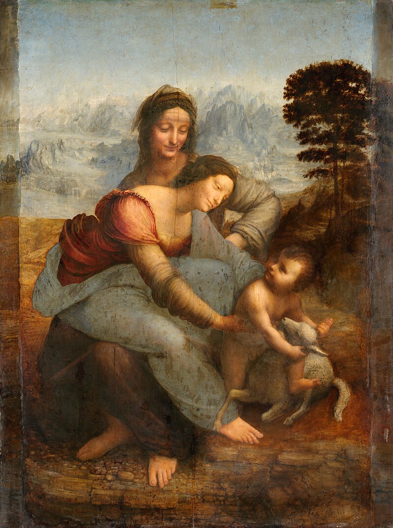 The Virgin and Child with Saint Anne by Leonardo da Vinci (1510), Oil on wood at Louvre, Paris
