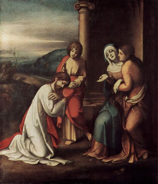 Departure of Christ from Mary, with Mary and Martha, the sisters of Lazarus by Correggio