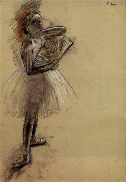 Dancer with a Fan by Edgar Degas at Private Collection