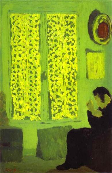 The Green Interior or Figure in front of a Window with Drawn Curtains by Édouard Vuillard at The Metropolitan Museum of Art