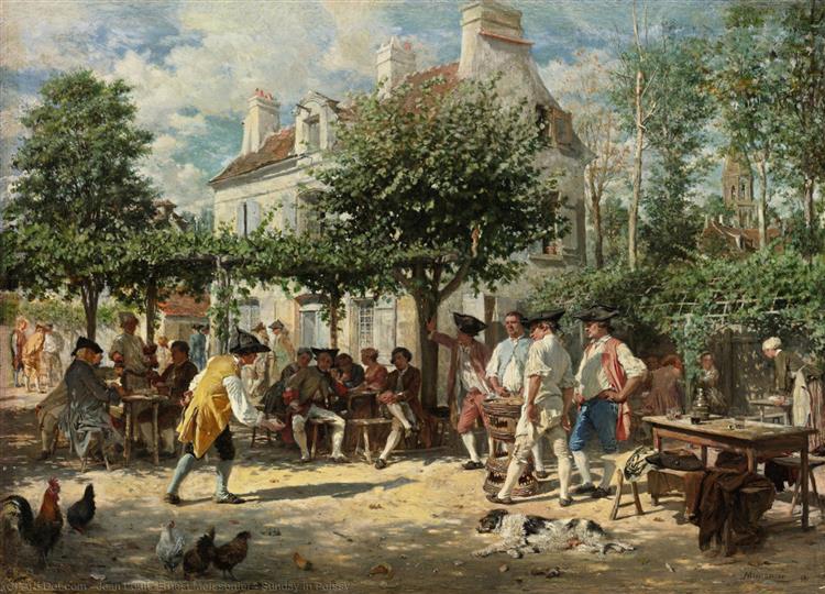 Sunday in Poissy by Ernest Meissonier at Private Collection