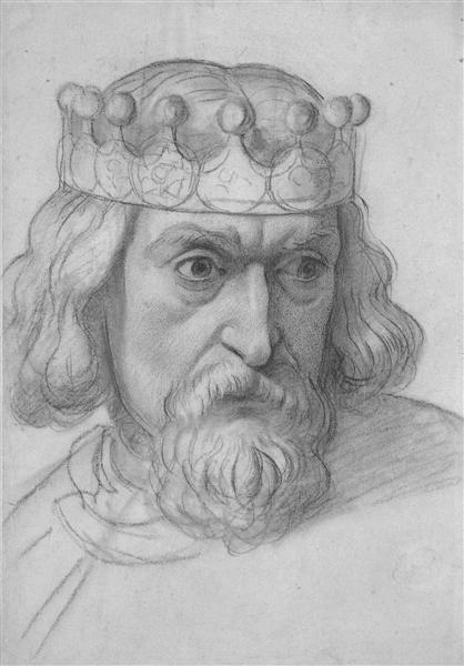 The Spirit of Justice, study for the head of a Counsellor by Ford Madox Brown