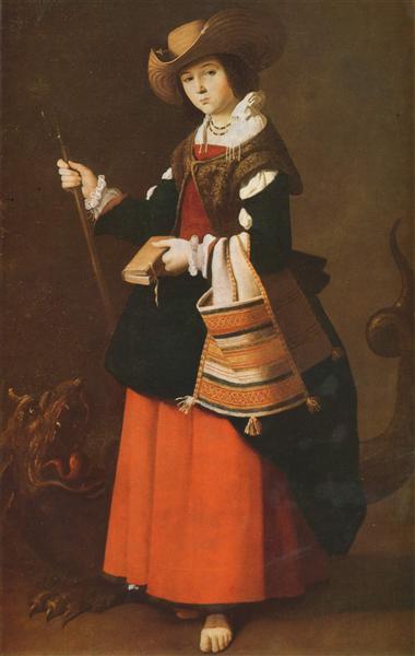 Saint Margaret, dressed as a shepherdess by Francisco de Zurbarán