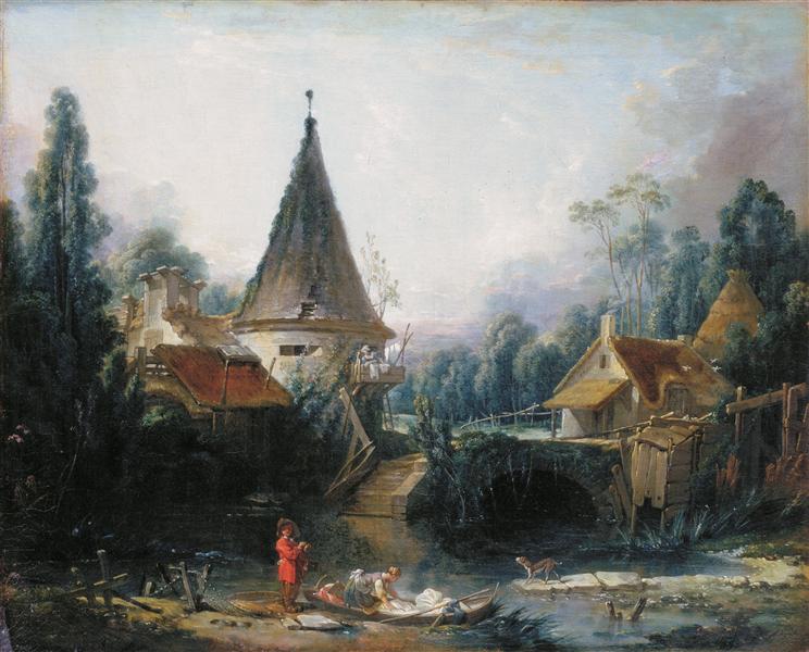 Landscape near Beauvais  early by François Boucher