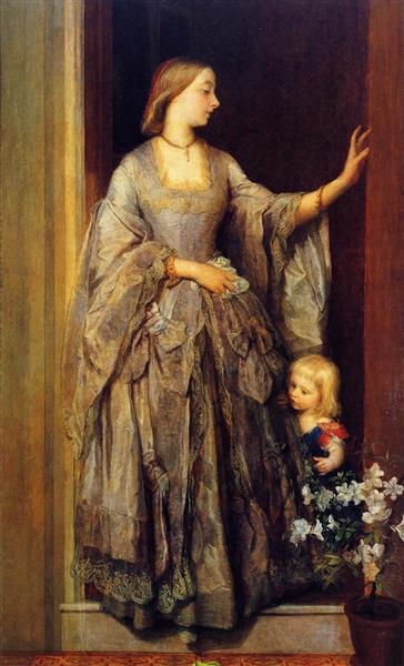 Lady Margaret Beaumont and her Daughter by George Frederick Watts at Private Collection