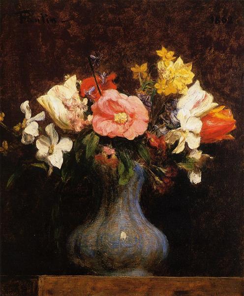 Flowers Camelias and Tulips by Henri Fantin-Latour at Private Collection