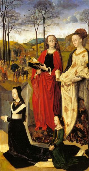 The Portinari Altarpiece, St. Mary Magdalen and St. Margaret with Maria Baroncelli and Daughter Margherita Portinari, Right Wing by Hugo van der Goes