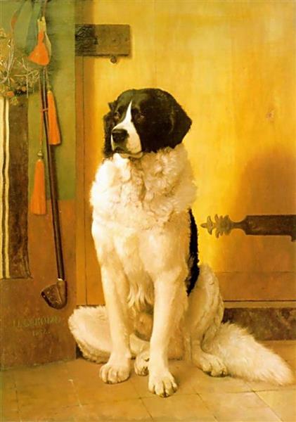 Study Of Terra Nuova Dog ( "The Waiting" ) by Jean-Léon Gérôme