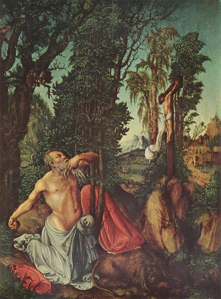 The Penitence of St. Jerome by Lucas Cranach the Elder at Kunsthistorisches Museum