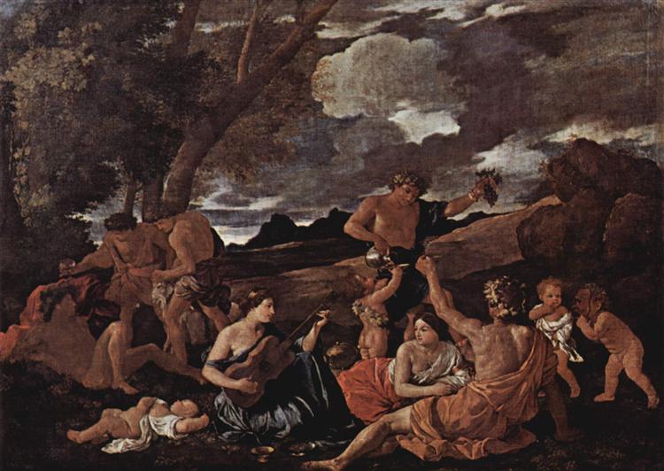 Andrians or The Great Bacchanal with Woman Playing a Lute by Nicolas Poussin at Louvre, Paris