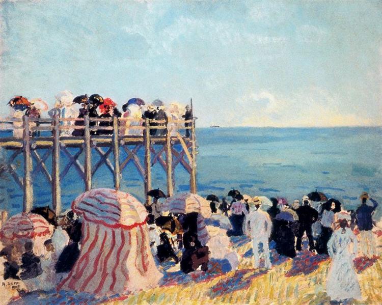 The beach and pier at Trouville by Raoul Dufy