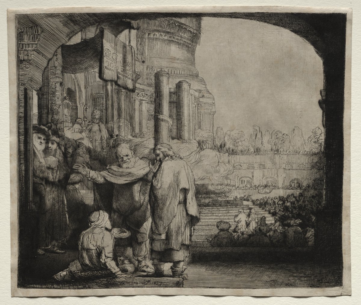Peter and John at the gate of the Temple by Rembrandt van Rijn