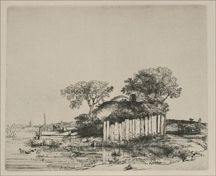 A Cottage with White Pales by Rembrandt van Rijn