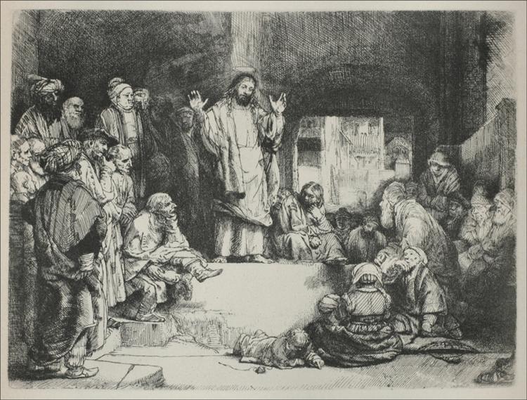 Jesus Preaching called the La Tombe by Rembrandt van Rijn at Private Collection