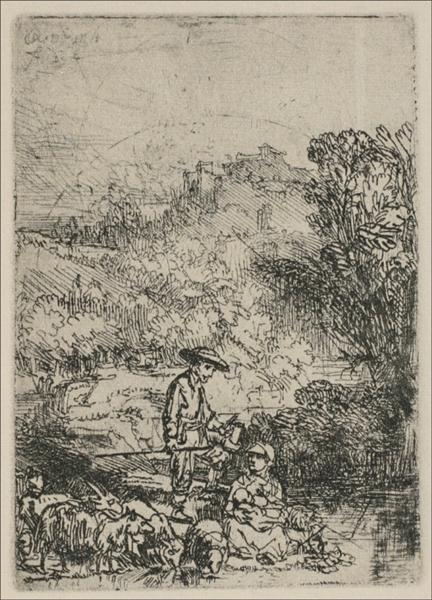 The Shepards in the Woods by Rembrandt van Rijn at Private Collection