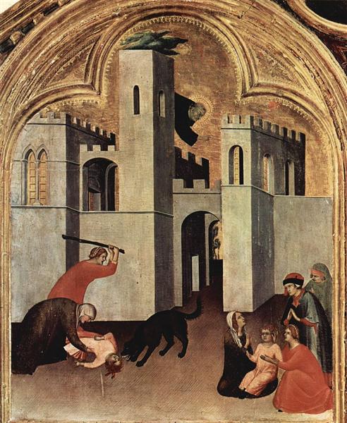 The Miracle of the Child Attacked and Rescued by Augustine Novello by Simone Martini at Pinacoteca Nazionale di Bologna, Bologna